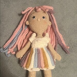 Amigurumi Crochet Doll with Multicolor Dress